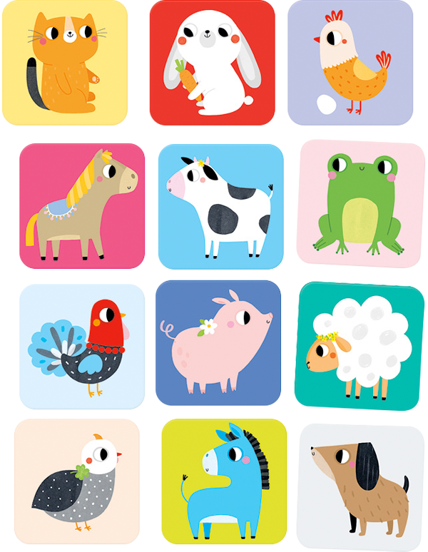 Juego de memoria Suuuper Size Farm Animals (12 pares) 2+