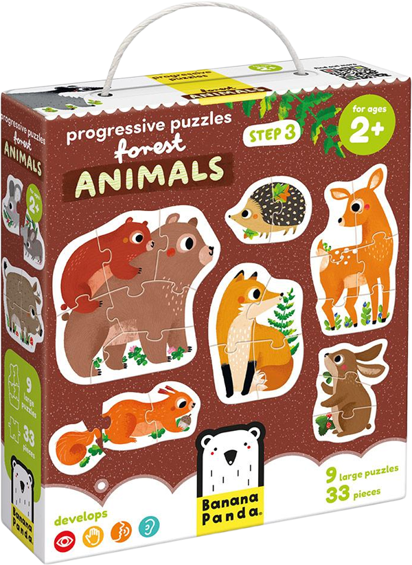 Puzzle progresivo: Animales del bosque (33 piezas, 9 puzzles) 2+