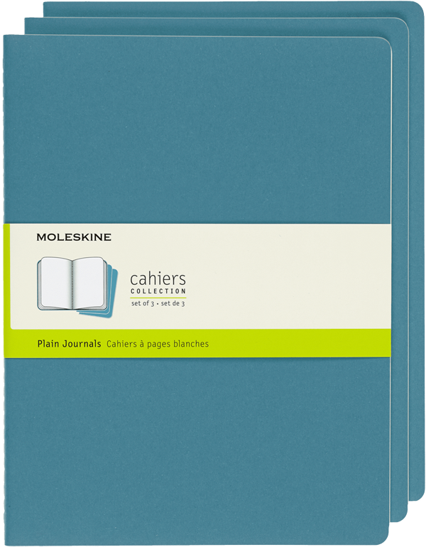 Libretas Cahier. Set de 3 - Tapa Blanda - XL - Azul teal - Lisa
