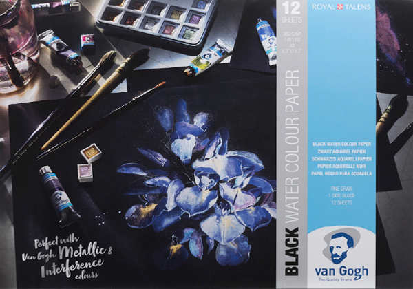 Block Acuarela Van Gogh Hojas Negras 360 gr 12 hojas