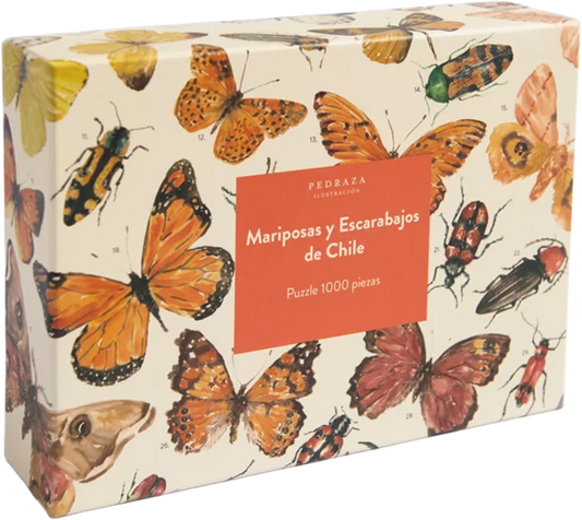 Puzzle ilustrado mariposas y escarabajos de Chile
