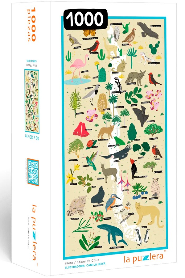 Puzzle mapa de Chile. Flora y fauna