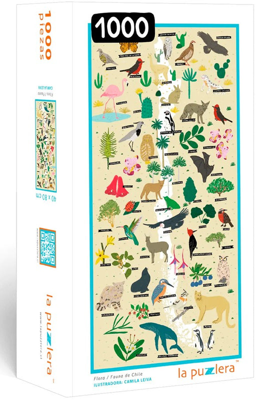 Puzzle mapa de Chile. Flora y fauna