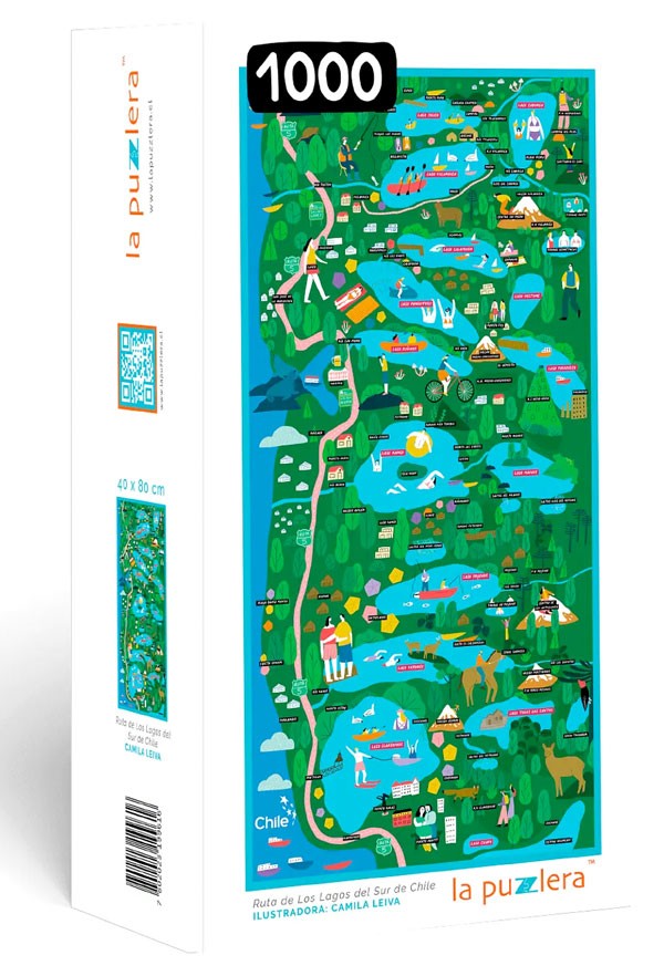 Puzzle mapa ruta de Los Lagos 1000 piezas