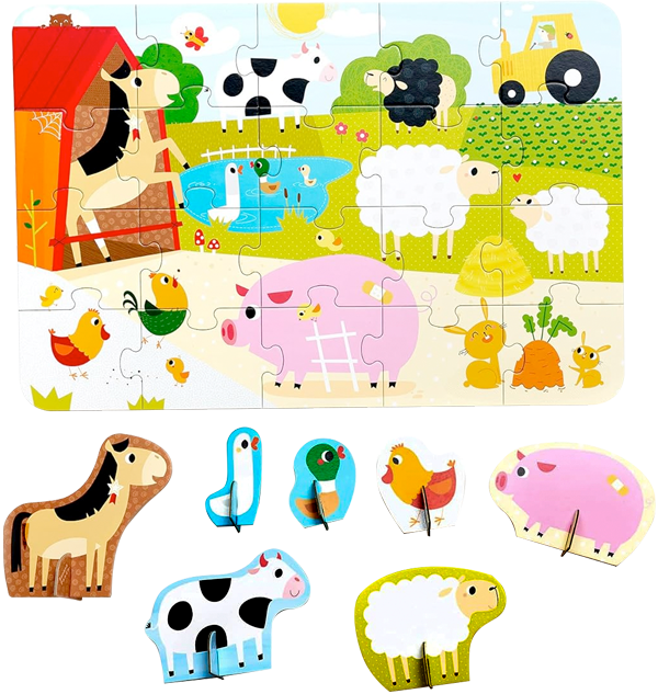 Puzzle Figure it Out Farm (20 piezas, 11 figuras cartón) 2+