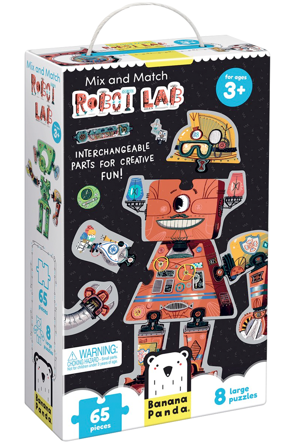 Puzzle Mix and Match. Robot Lab (65 piezas, 8 puzzles) 3+ – Contrapunto