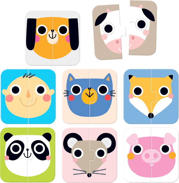 Puzzle Halves Faces (16 piezas, 8 puzzles) 15M+