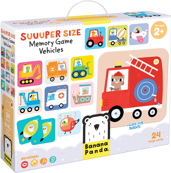 Juego de memoria Suuuper Size Vehicles (12 pares) 2+