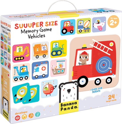Juego de memoria Suuuper Size Vehicles (12 pares) 2+