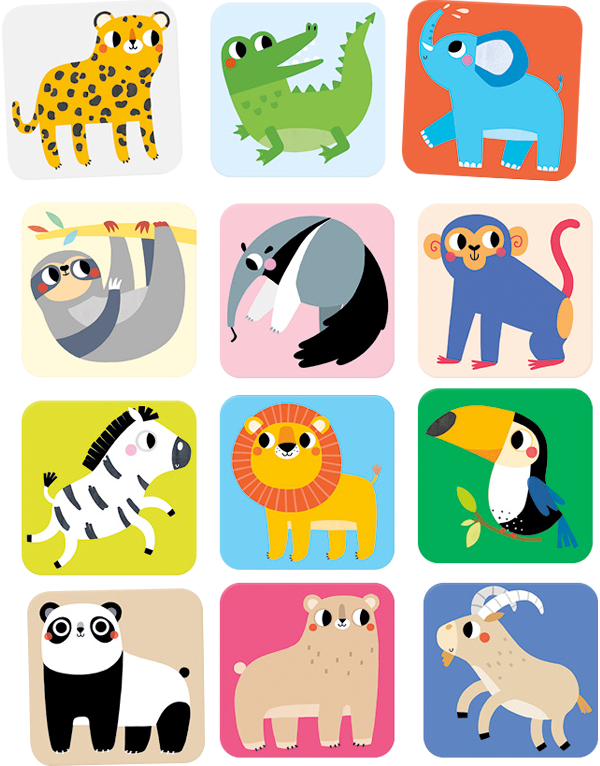 Juego de memoria Suuuper Size Wild Animals (12 pares) 2+