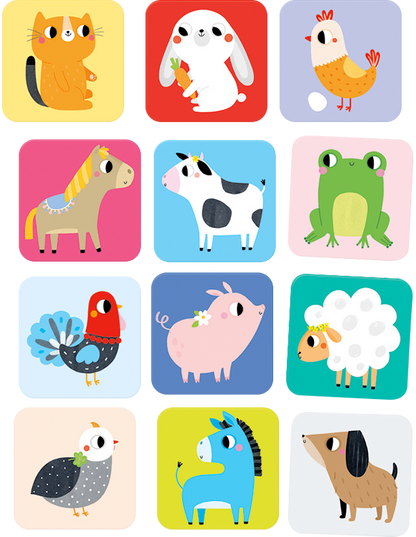 Juego de memoria Suuuper Size Farm Animals (12 pares) 2+