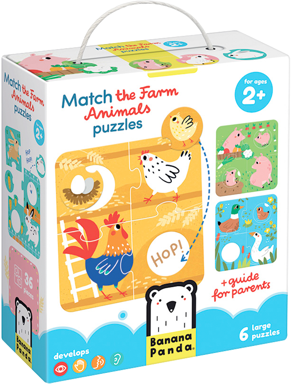 Puzzle Match the Farm Animals (36 piezas, 6 puzzles) 2+