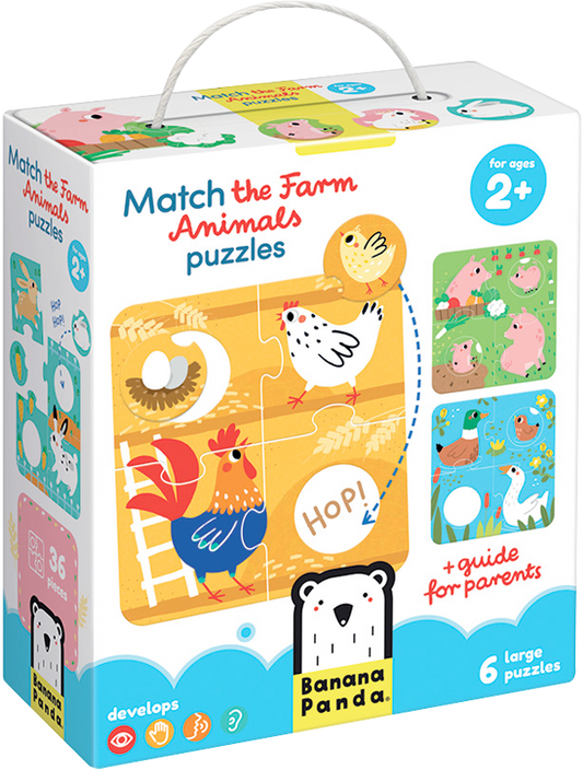 Puzzle Match the Farm Animals (36 piezas, 6 puzzles) 2+