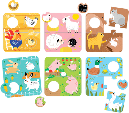Puzzle Match the Farm Animals (36 piezas, 6 puzzles) 2+