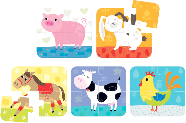 Puzzle Animals (20 piezas, 5 puzzles) 2+