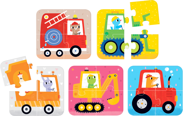 Puzzle Vehicles (20 piezas, 5 puzzles) 2+