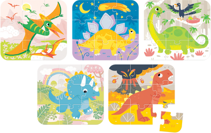 Puzzle Dinosaurs (45 piezas, 5 puzzles) 3+