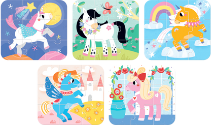 Puzzle Ponies (45 piezas, 5 puzzles) 3+