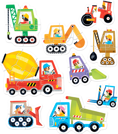 Puzzle Progressive Construction Vehicles (33 piezas, 9 puzzles) 2+