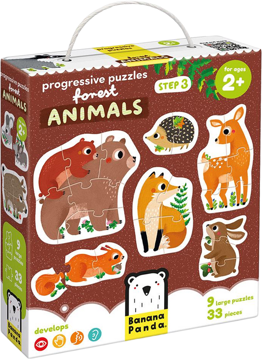 Puzzle progresivo: Animales del bosque (33 piezas, 9 puzzles) 2+