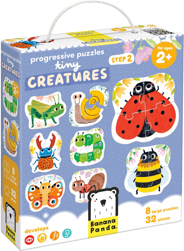 Puzzle Progressive Tiny Creatures (32 piezas, 8 puzzles) 2+