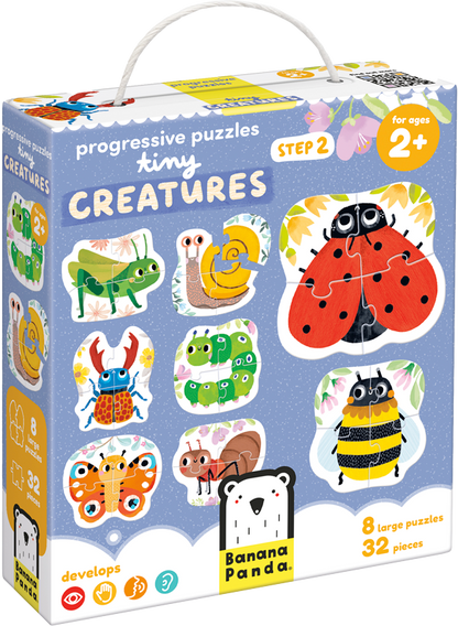 Puzzle Progressive Tiny Creatures (32 piezas, 8 puzzles) 2+