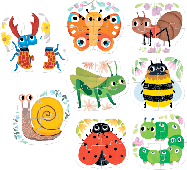 Puzzle Progressive Tiny Creatures (32 piezas, 8 puzzles) 2+