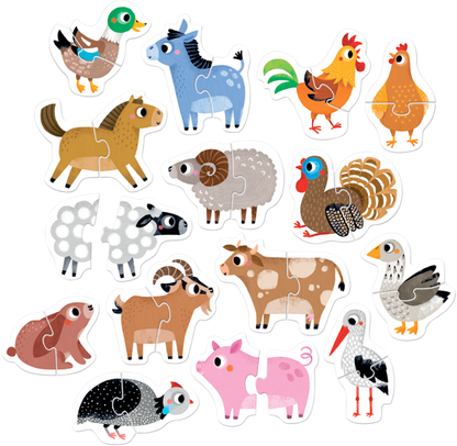 Puzzle Progressive Farm Animals (30 piezas, 15 puzzles) 18M+