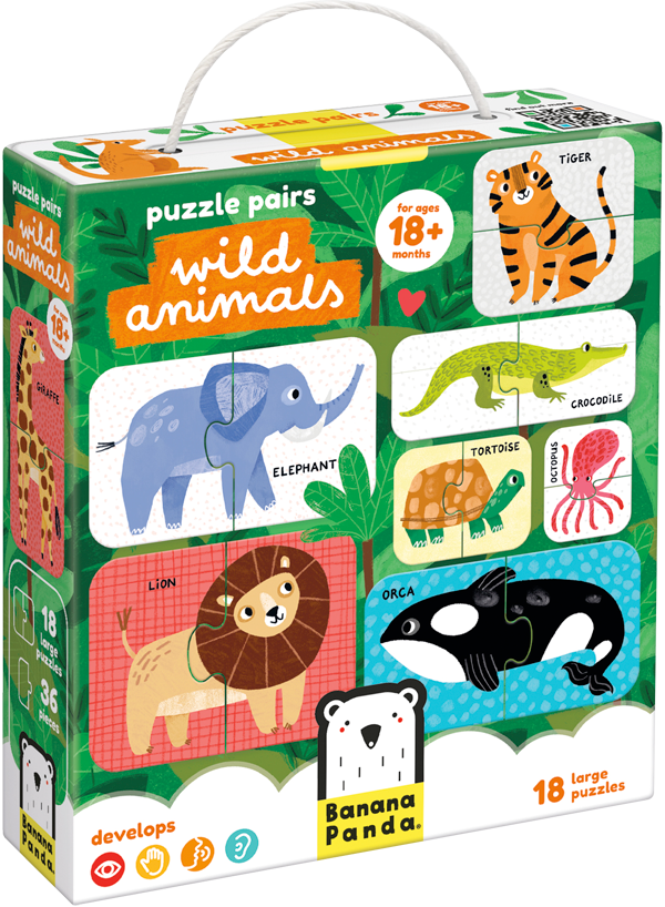 Puzzle Pairs Wild Animals (36 piezas, 18 puzzles) 18M+