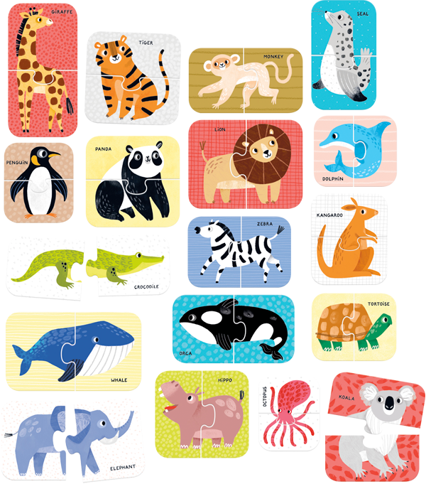 Puzzle Pairs Wild Animals (36 piezas, 18 puzzles) 18M+