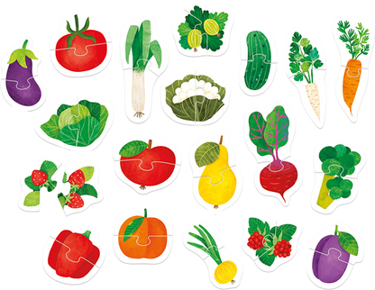 Mi primer puzzle: Frutas y verduras (38 piezas, 19 puzzles) 18M+