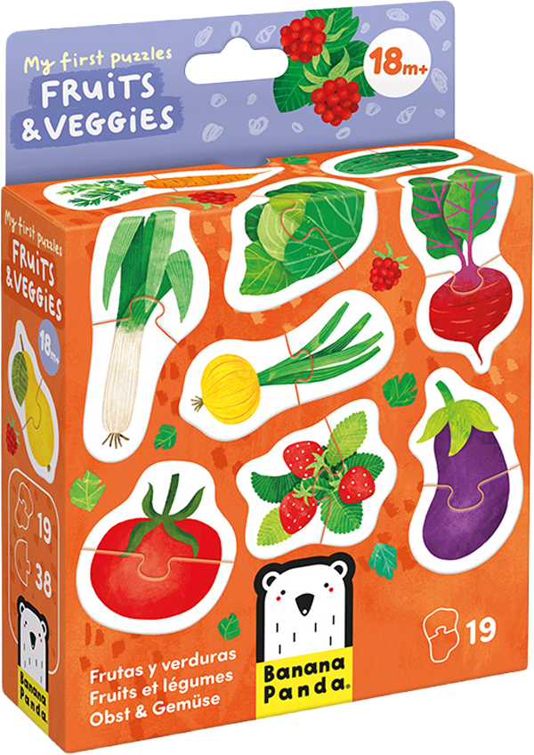 Mi primer puzzle: Frutas y verduras (38 piezas, 19 puzzles) 18M+