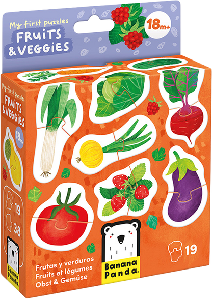 Mi primer puzzle: Frutas y verduras (38 piezas, 19 puzzles) 18M+
