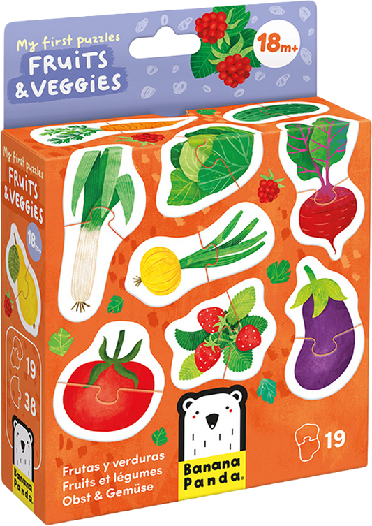 Mi primer puzzle: Frutas y verduras (38 piezas, 19 puzzles) 18M+