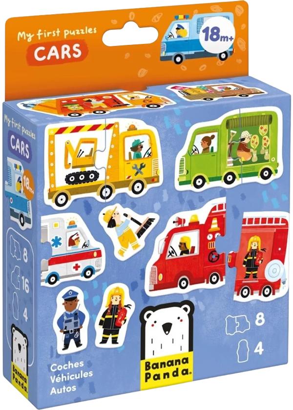 Mi primer puzzle: Autos (16 piezas, 8 puzzles, 4 personajes) 18M+