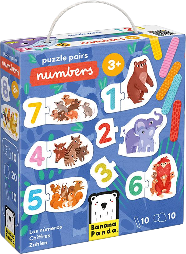 Puzzle de parejas: Números (20 piezas, 10 puzzles) 3+