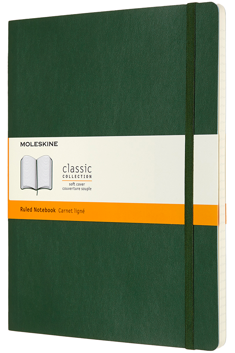 Cuaderno Clásico - Tapa Blanda - XL - Verde mirto - De rayas