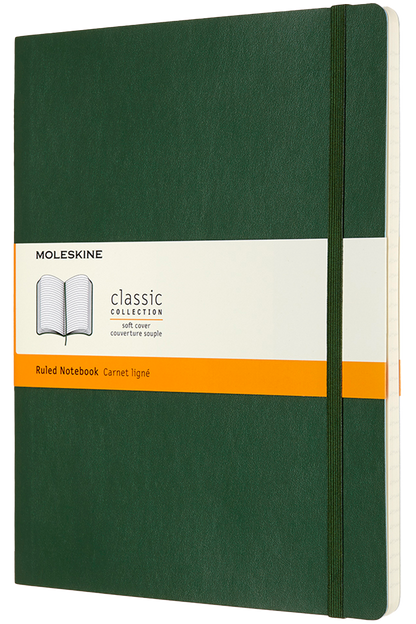 Cuaderno Clásico - Tapa Blanda - XL - Verde mirto - De rayas