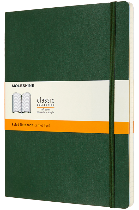 Cuaderno Clásico - Tapa Blanda - XL - Verde mirto - De rayas