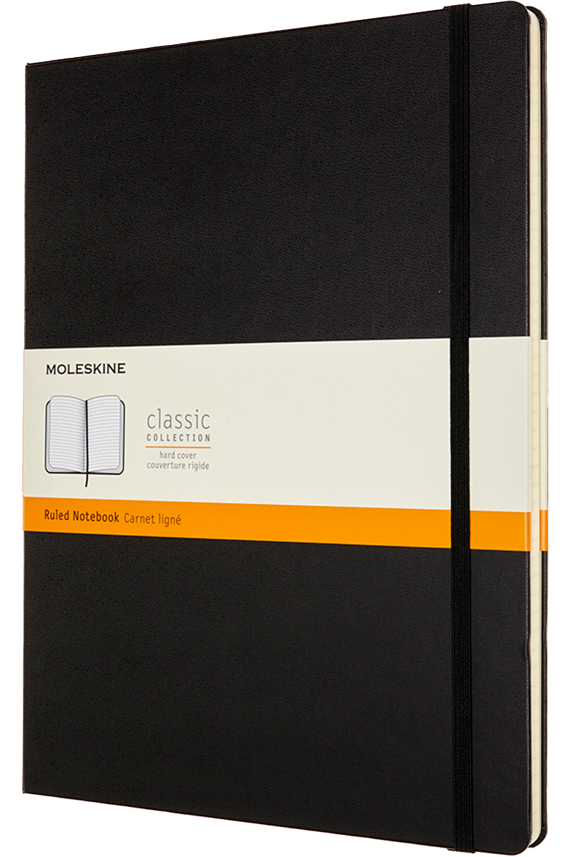 Cuaderno Clásico - Tapa dura - XXL - Negro - De rayas