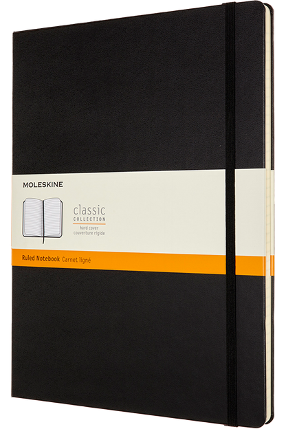 Cuaderno Clásico - Tapa dura - XXL - Negro - De rayas