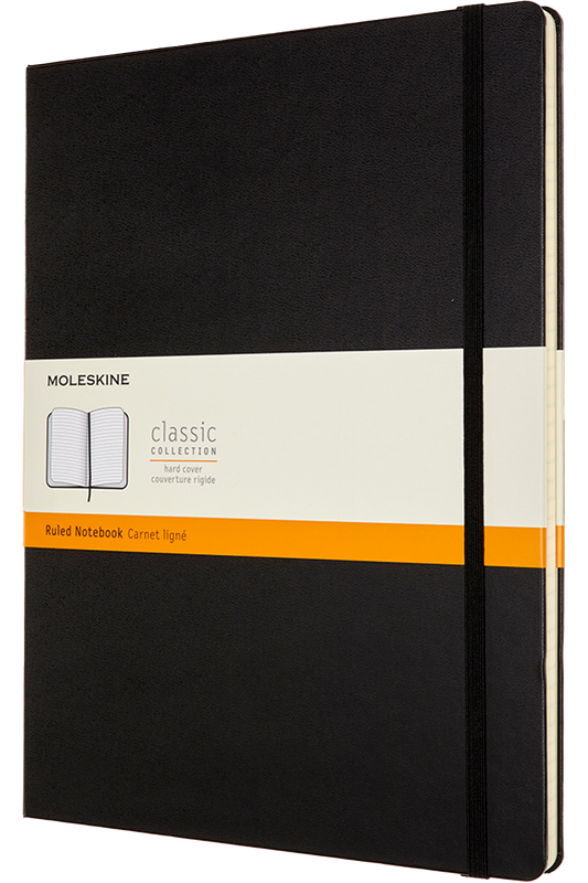 Cuaderno Clásico - Tapa dura - XXL - Negro - De rayas