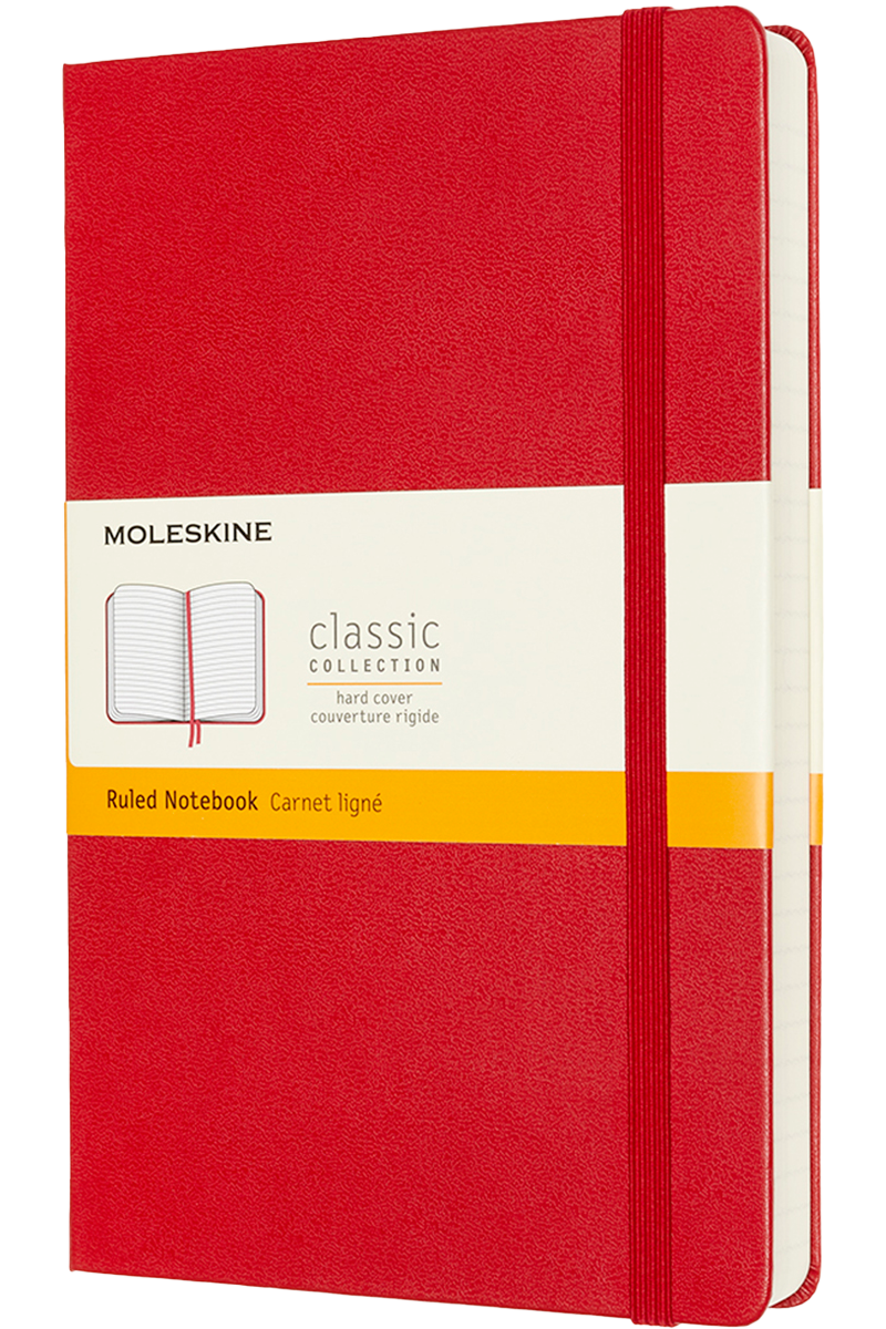 Cuaderno Clásico expanded - Tapa dura - Large - Rojo escarlata - De rayas