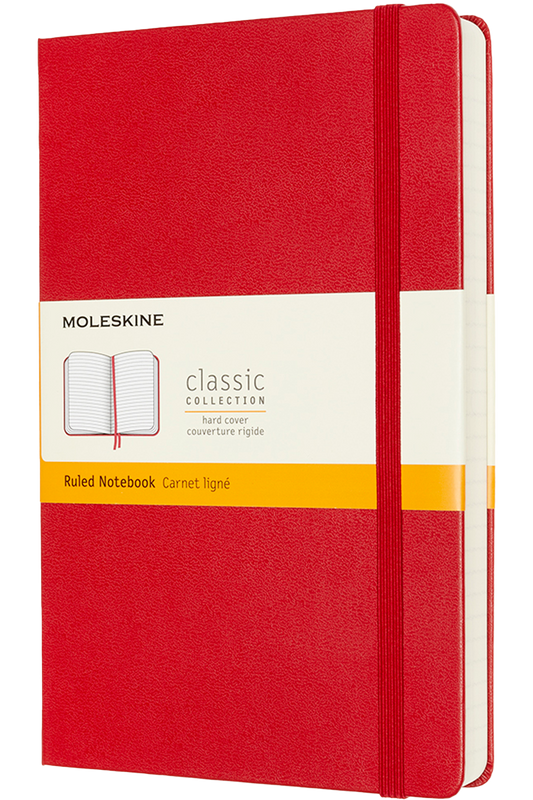 Cuaderno Clásico expanded - Tapa dura - Large - Rojo escarlata - De rayas