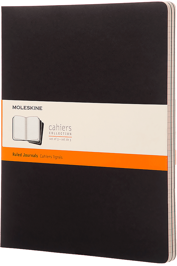 Libretas Cahier. Set de 3 - Tapa Blanda - XXL - Negro - De rayas