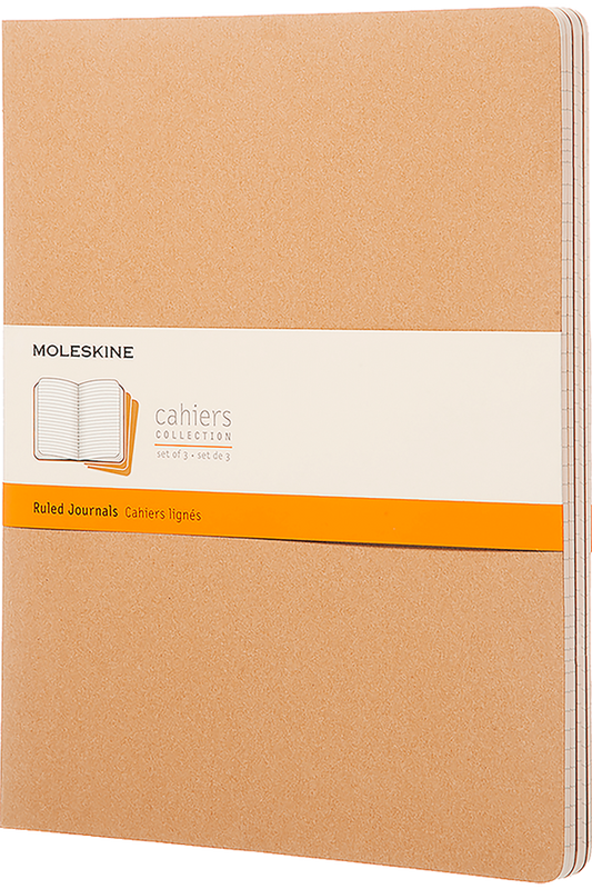 Libretas Cahier. Set de 3 - XXL - Marron kraft - De rayas