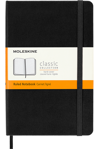 Cuaderno Clásico - Tapa dura - Medium - Negro - De rayas