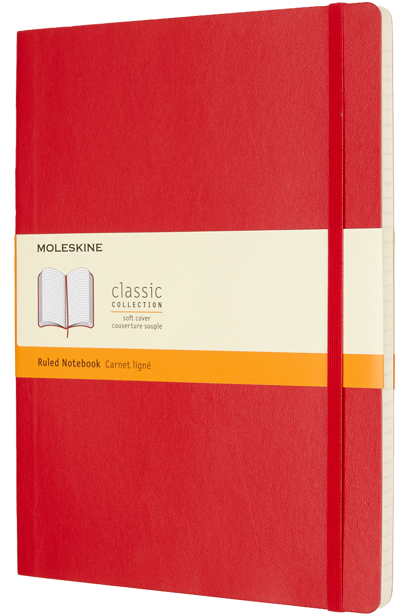 Cuaderno Clásico - Tapa Blanda - XL - Rojo escarlata - De rayas