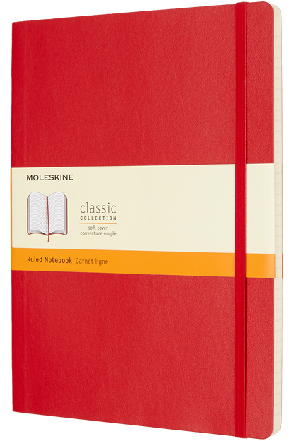 Cuaderno Clásico - Tapa Blanda - XL - Rojo escarlata - De rayas