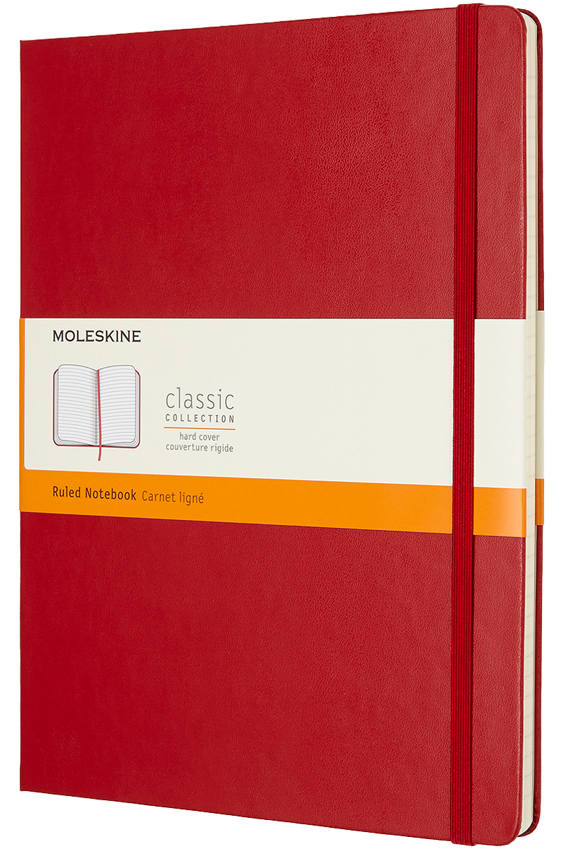 Cuaderno Clásico - Tapa dura - XL - Rojo escarlata - De rayas